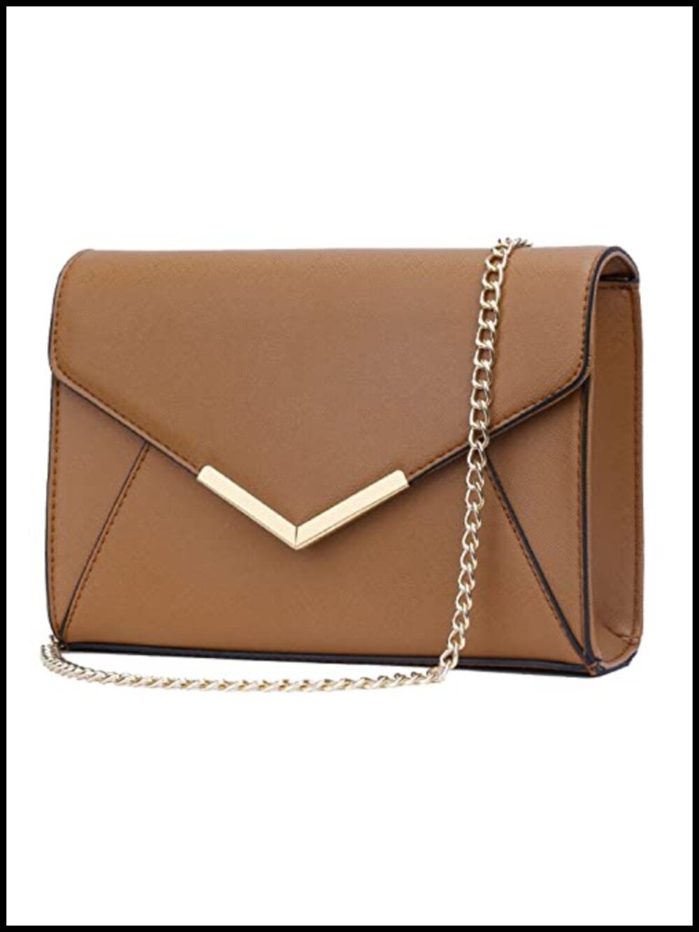 Faux Leather Clutch Purse for Women, Evening Handbag with Chain Strap Party Prom